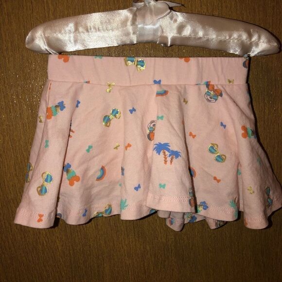 Disney Minnie Mouse pink skirt shorts rainbow palm tree bow print 18 month girl - Picture 1 of 9